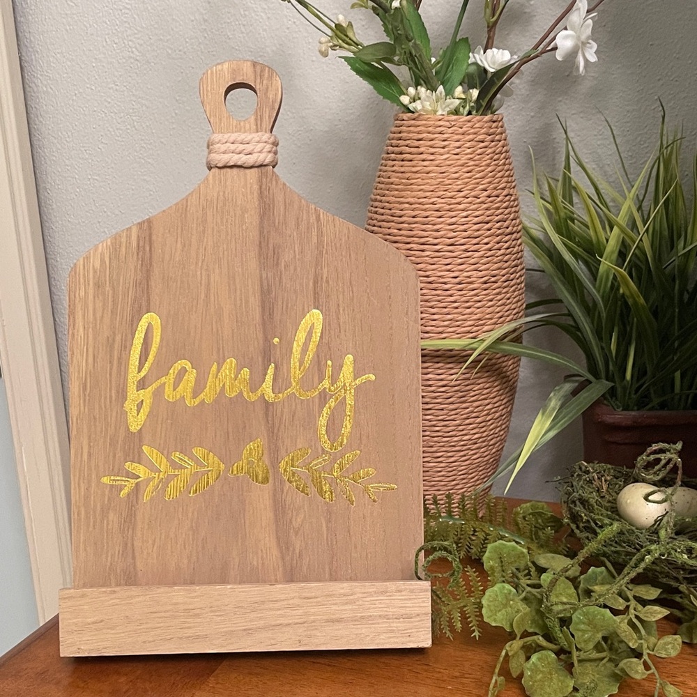 FAMILY Easel or Cookbook Stand Decor with Rope Accent